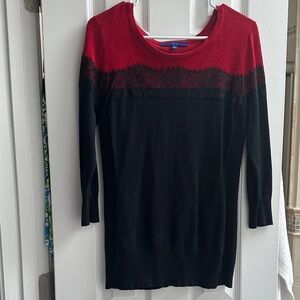 Apt. 9 Red and Black Crew Neck Sweater